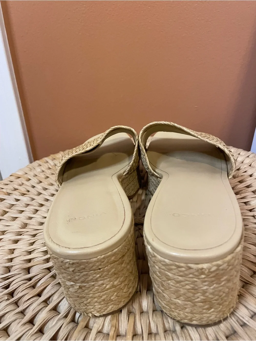 Vince Clarita Raffia Platform Sandals Womens Size 7